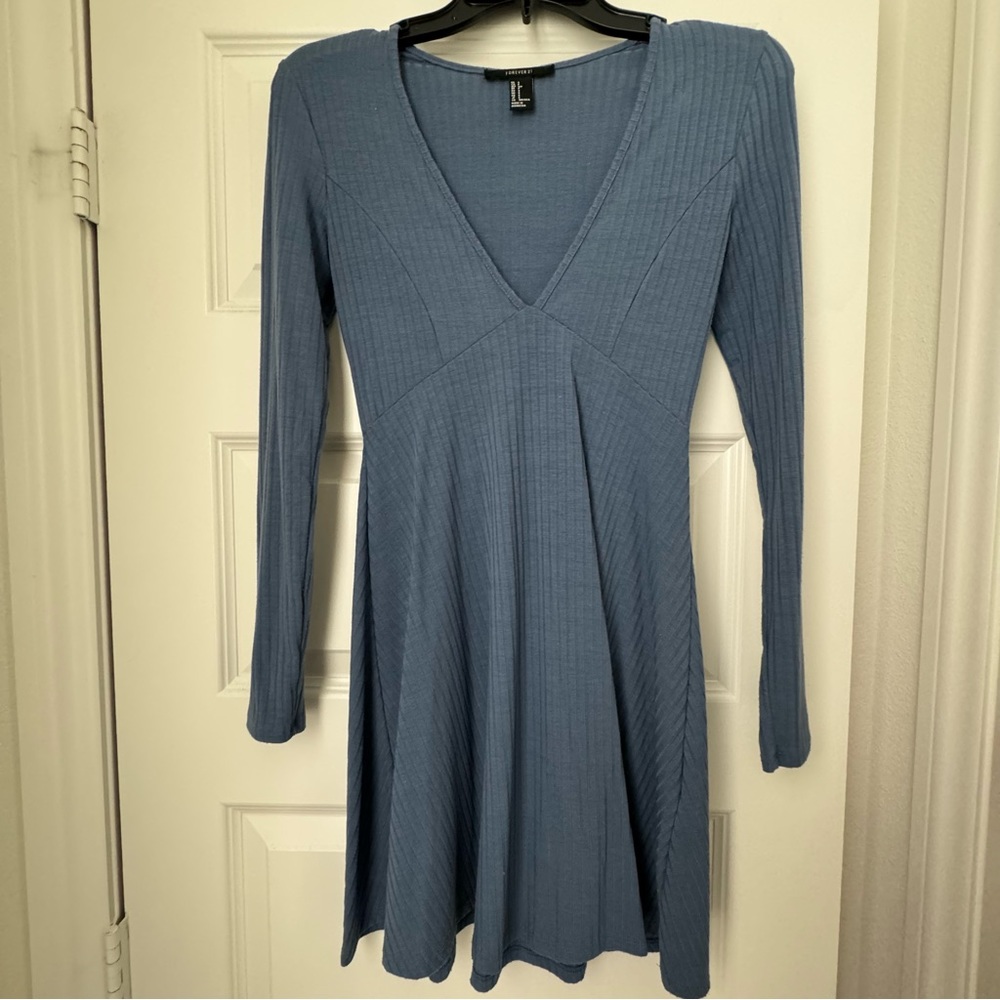 Forever 21 Long Sleeve Blue Dress